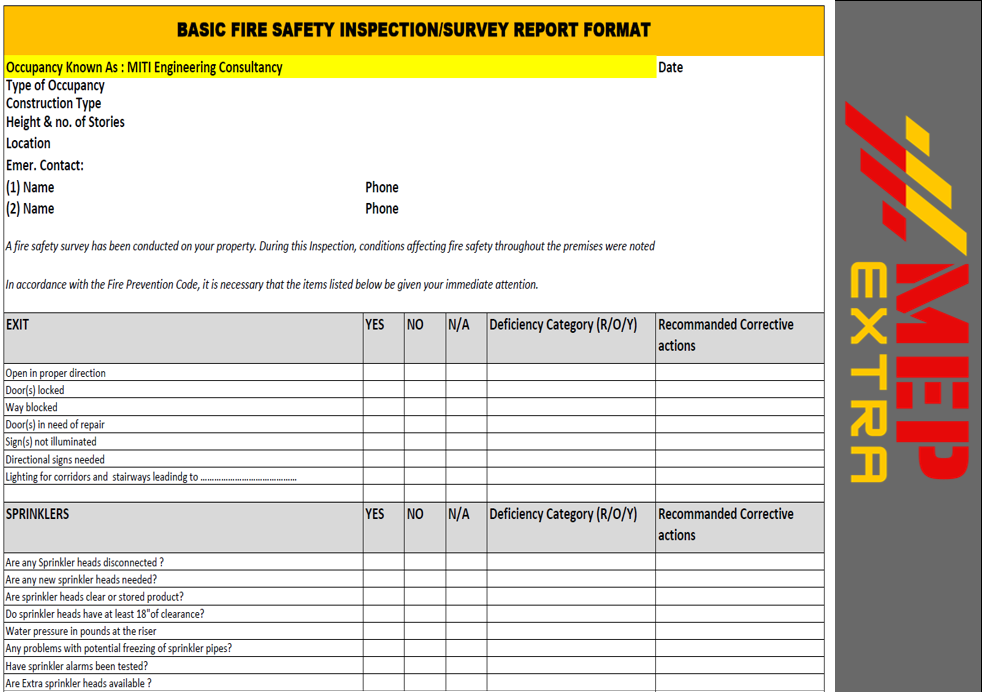 Fire Safety Inspection Checklist Pdf Mep Extra Mep 3572